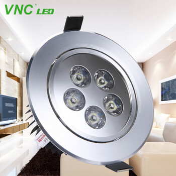 V-POWER LED射灯全套天花灯筒灯一体化 大功率5W背景墙灯高亮款A02-5 暖白光