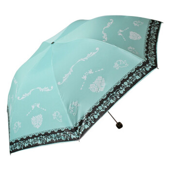 天堂伞 爱情神话黑胶防紫外线三折铅笔晴雨伞 兰绿 33198E
