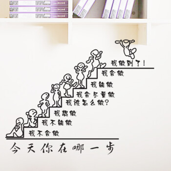 
                                        喜艾林 书房客厅沙发电视背景墙贴企业文化学校学生寝室墙贴纸励志标语贴 F 今天你在哪一步 黑色左版 小号                