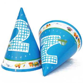 
                                        孩派HighParty生日派对用品//生日帽子//生日装扮//二岁男孩圆锥帽1个                
