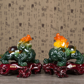 招财貔貅摆件 办公室客厅家居装饰品摆件  创意开业结婚乔迁礼品工艺品 大号   一对 招财迎祥纳福貔貅