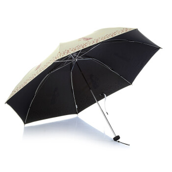 天堂伞 小猫咪咪银胶三折超轻晴雨伞33115E米黄色