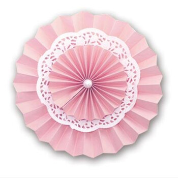 
                                        孩派（HihgParty） 三层纸扇 婚庆 生日派对用品 装饰布置 立体纸花折纸花 粉色 35cm                