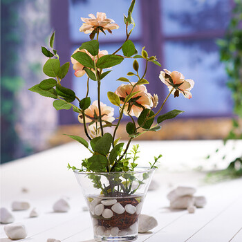 上善若水 仿真花月季摆件 家居装饰品假花绢花客厅整体花艺7069 月季花(粉色)