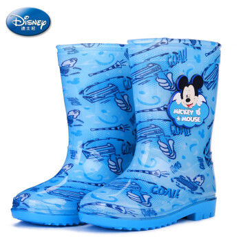 迪士尼（Disney）儿童雨鞋雨靴男女童宝宝水鞋中筒春夏款 米奇蓝色手枪款 31码