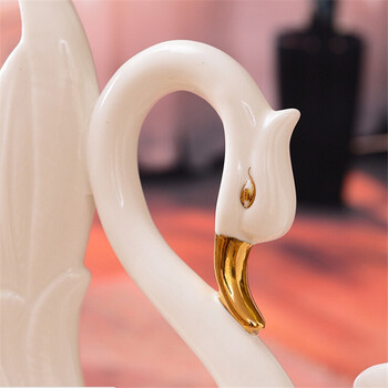 
                                        景烨陶瓷天鹅摆件景德镇陶瓷器花瓶欧式家居装饰工艺品结婚庆礼品形影不离 形影不离 - 大小1对                
