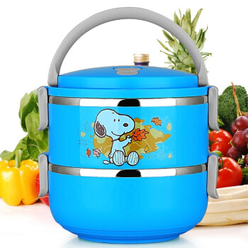 史努比（SNOOPY） 快乐不锈钢保温饭盒1800ml DF-8007B 蓝色