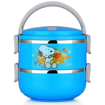 史努比（SNOOPY） 快乐不锈钢保温饭盒1800ml DF-8007B 蓝色