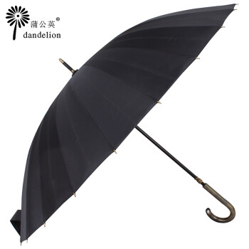 蒲公英雨伞古铜色弯手柄抗风商务晴雨伞太阳伞遮阳伞男女长柄伞 黑色