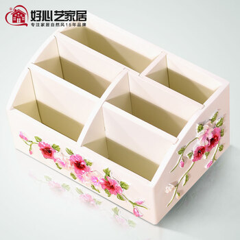 好心艺 欧式收纳盒高档树脂桌面整理家居装饰摆件三色堇收纳盒 创意摆饰