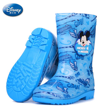 迪士尼（Disney）儿童雨鞋雨靴男女童宝宝水鞋中筒春夏款 米奇蓝色手枪款 31码