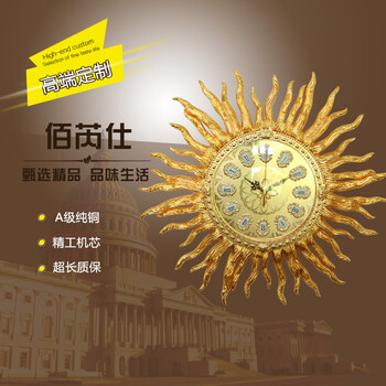 
                                        BRESH 佰芮仕客厅纯铜挂钟 复古别墅装饰铜钟 进口精工机芯静音钟表创意时尚钟表 质保                