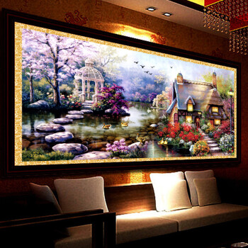 
                                        月光钻5d钻石画油画十字绣花园小屋粘钻画3d新款客厅圆钻满钻钻石绣贴钻画点钻十字绣 150*74  满钻 Z309                