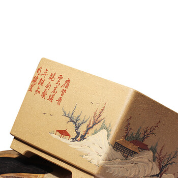 
                                        乾合祥 精品宜兴紫砂名家全手工泥绘花盆黄金芝麻段微型花卉盆栽                