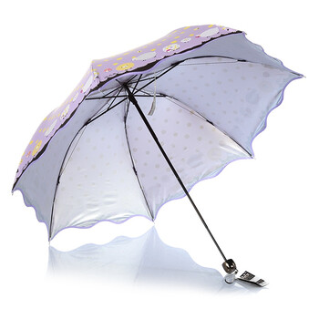 天堂伞 格林童话银胶三折晴雨伞33077E紫色