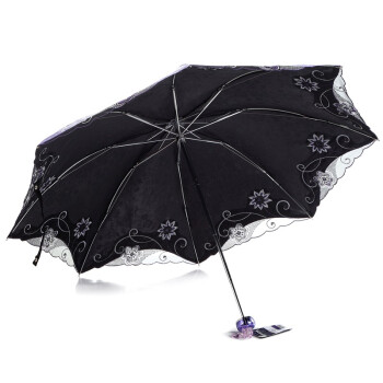 
                                        【京东超市】天堂伞 春意阑珊三折超轻绣花晴雨伞33200E紫色                