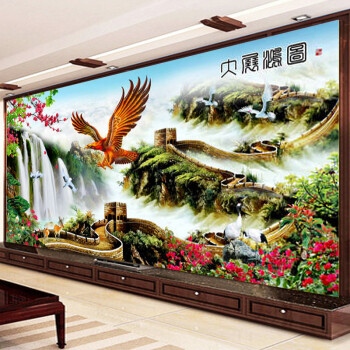 诗美诗格2米印花十字绣大展宏图长城新款客厅办公室大画系列 200*90厘米生态棉线 精准印花