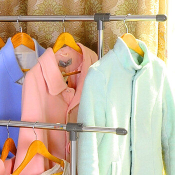 
                                                            宝优妮 室内晾衣架阳台晒衣架移动凉衣架伸缩衣服架加厚不锈钢双杆挂衣架 冷灰色                
