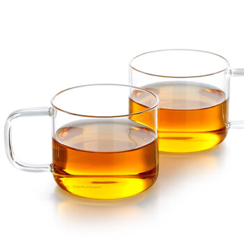 
                                                            尚明 CP02玻璃品杯 小茶杯  耐热水杯 透明品茗杯 带把茶杯子  两只装 两只装                