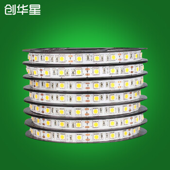 创华星LED灯带12V 超高亮5050贴片LED60珠灯条灯带客厅柜台软灯条 5050-60珠正白 1米