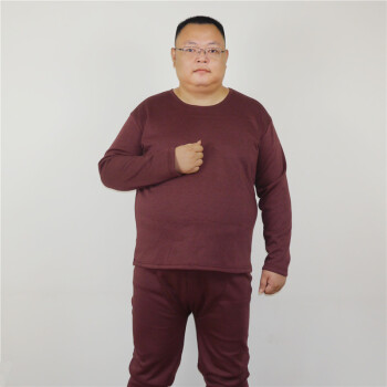 胖子中老年宽松打底加绒加厚秋衣秋裤套 枣红色 2xl(建议100-130斤)
