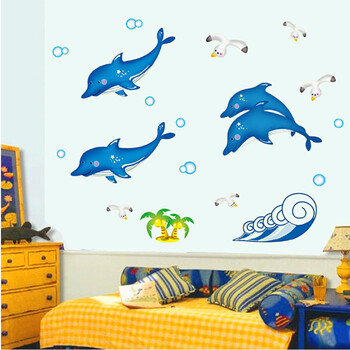 
                                        省心墙贴夜光海豚儿童房浴室幼儿园装饰贴卡通装饰画                