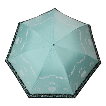 天堂伞 爱情神话黑胶防紫外线三折铅笔晴雨伞 兰绿 33198E
