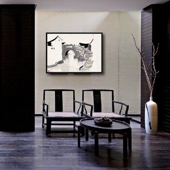吴冠中作品系列 纯手绘油画 现代中式有框装饰画 客厅书房办公室挂画 印象斑斓 J款 50X60cm