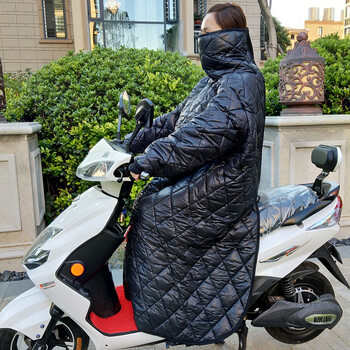 电动车挡风衣被男女加厚保暖加绒冬季防寒防水帽电瓶摩托车防风衣 男
