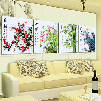 5D钻石画魔方圆钻十字绣钻石绣贴贴画新款客厅梅兰竹菊系列风景粘贴 5D魔方钻梅兰竹菊一套