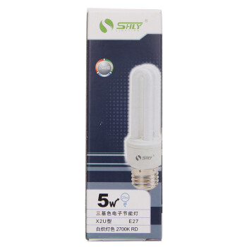 
                                        上海绿源(SHLY) 节能灯 E27 灯泡 白炽灯色 U型 X2U5W 色温6500K 白光                