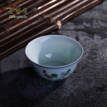 
                                        淘瓷缘陶瓷茶碗景德镇手绘青花斗彩瓷器茶具品茗杯茶杯水杯鸡缸杯瓷杯茶盏纯手工茶盅 生机                