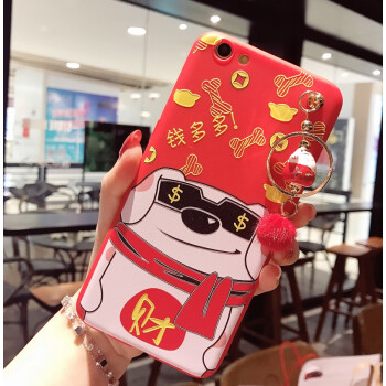 r9手机壳r9splus新款招财猫挂饰r11创意红色st潮m r9plus 钱多多 财