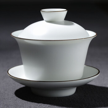 
                                                            品道家居 白盖碗陶瓷茶碗手工盖碗茶杯 功夫茶具三才碗                