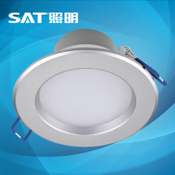 SAT照明尚非筒灯LED天花灯护眼射灯3/4/5/6/7/8/10W 一体化天花灯 暖黄光 银色 10W