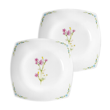 
                                        杏南瓷器（HAENGNAM） 花语7.5寸方形深盘2只装 骨瓷餐具                
