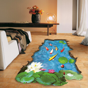 3d立体感地面防水贴纸画沙滩海洋浴室卫生间地板地贴客厅卧室墙贴