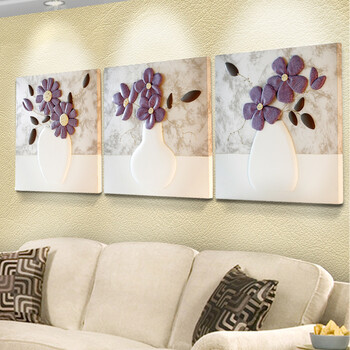 Snnei 匠心工艺皮质纯手工装饰画 沙发背景墙三联画 皮画壁画GH-P 美丽花语A款