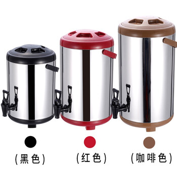 
                                        锐友保温桶商用奶茶桶大容量豆浆桶奶茶店咖啡果汁桶双层开水桶带龙头不锈钢凉茶水桶8L10L12L 黑色12L                