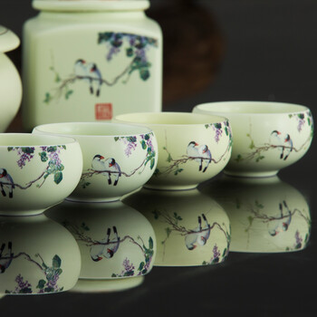 
                                                            景德镇瓷 茶壶茶具带茶盘套装 整套功夫茶具 茶叶罐 丁香花茶叶罐                