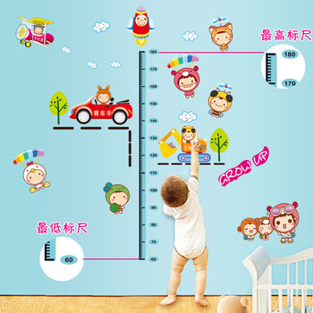 
                                        喜艾林 大号卡通儿童房 幼儿卧室墙贴纸 卡通娃娃女娃 时尚外贸墙贴纸 T 赛车娃娃身高贴                
