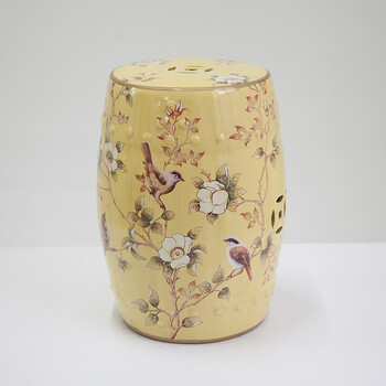 南十字星 美式乡村换鞋凳花鸟陶瓷鼓凳梳妆凳子新中式仿古鼓墩坐墩矮凳圆凳 瓷墩 瓷墩-花香