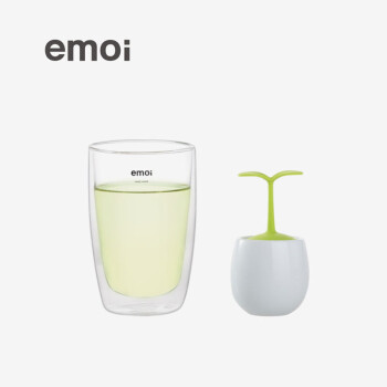 emoi 创意树苗漂浮茶漏 陶瓷不锈钢茶隔茶叶过滤器 日式良品简约基本生活无印北欧风格 绿色+白色
