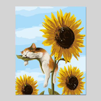 新品创意diy数字油画风景花卉卡通动漫动物大幅填色手工绘油彩装饰画