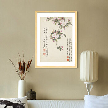 
                                        乐逸客厅装饰画玄关壁画新中式花鸟餐厅挂画国画可遮挡电表箱 繁花集三件套 50x60cm木色画框                
