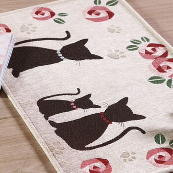 嘉博朗 卡通小猫进门地垫 防滑脚垫子地垫门垫 米色 50cm*80cm(一条装)
