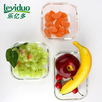 
                                        乐亿多（Leyiduo） 耐热400℃ 玻璃饭盒 微波炉保鲜盒 便携带餐便当盒 密封防漏 正550ml+圆660ml                
