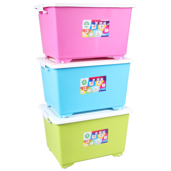 
                                        爱之佳 塑料收纳箱 中号整理箱 抗压带滑轮储物箱 儿童玩具收纳箱 衣物杂物收纳盒 绿色                