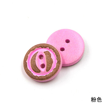 
                                        迈利达  木头喷漆激光笑脸钮扣　童装针织衫手工品纽扣 仿旧效果扣子 粉色 15mm(2粒)                