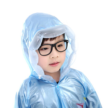 
                                        明嘉新款珠光彩色可爱儿童雨衣韩国男童女童带书包位充气帽檐雨披幼儿宝宝小学生旅游雨具 蓝色 XL(建议身高130-140cm)                